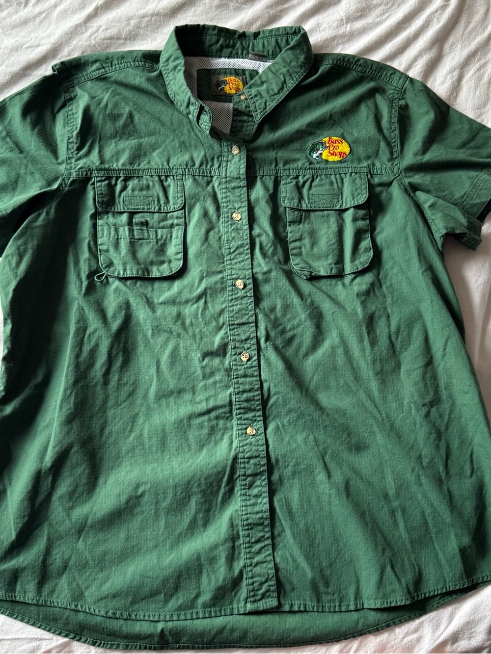 Bass Pro Shops Men's Short-Sleeve Dark Green Utility Button-Down Shirt